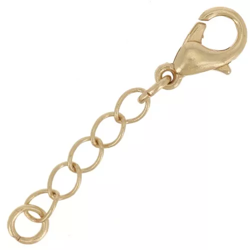 Clasp lobster claw with extension chain 10 mm Gold Tone x5
