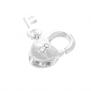 Clasp - lobster claw lock shape and heart 11 mm Fine silver plating x1