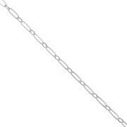 925 Sterling Silver cable and rectangle mesh chain 2.6 mm x50 cm|raw }}
