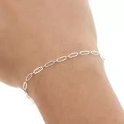 925 Sterling Silver cable and rectangle mesh chain 2.6 mm x50 cm