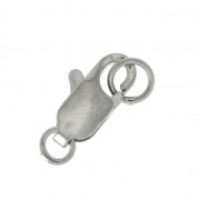 Clasp - lobster claw with closed jumrings 12 mm Rhodium Tone x1