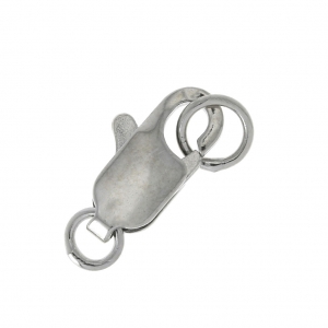 Extended lobster clasp with closed rings 12 mm Rhodium-plated x1