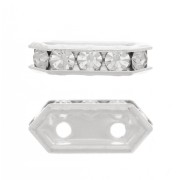 925 Sterling Silver Rhinestones bridge spacer 10x4.5 mm Crystal 2 holes x1|raw }}