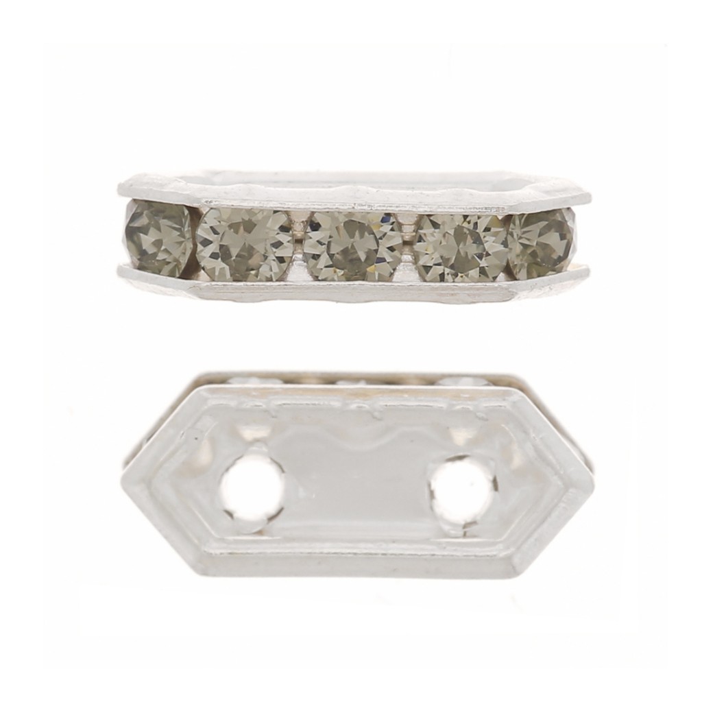 925 Sterling Silver Rhinestones bridge spacer 10x4.5 mm Black Diamond 2