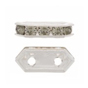 925 Sterling Silver Rhinestones bridge spacer 10x4.5 mm Black Diamond 2 holes x1|raw }}