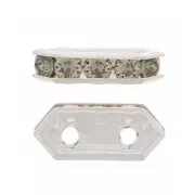 925 Sterling Silver Rhinestones bridge spacer 10x4.5 mm Black Diamond 2 holes x1