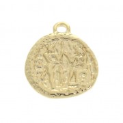 Brass Roman coin pendant 15 mm Gold Tone x1