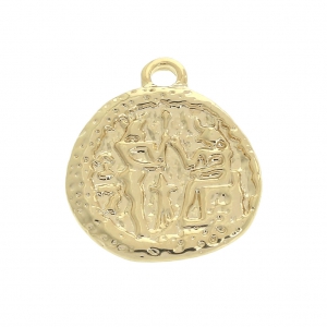 Brass Roman coin pendant 15 mm Gold Tone x1