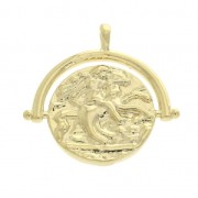 Don Quixote brass charm 20 mm Gold Tone x1