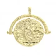 Don Quixote brass charm 20 mm Gold Tone x1