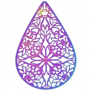 Laser cut tinted drop pendant 52x34 mm Oriental Pattern x1