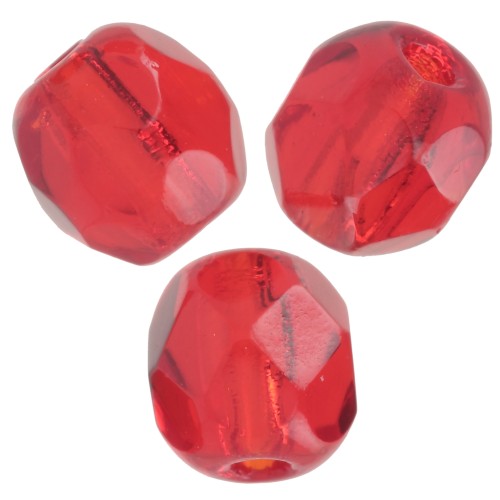 Fire Polished faceted round beads 4mm Light Siam  x50