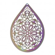 Laser cut tinted drop pendant 48x32 mm Floral pattern x1