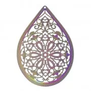 Laser cut tinted drop pendant 48x32 mm Floral pattern x1