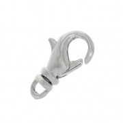 Clasp - lobster claw with a rotating loop 14 mm Rhodium Tone x1|raw }}