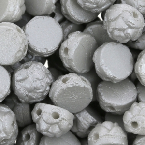 Flowers cabochon beads - 2 holes - 6 mm - Alabaster Pastel Grey x20