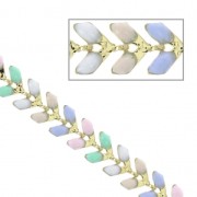 Epoxy resin herringbone chain 6.3 mm - Pastel - Gold x 20cm|raw }}