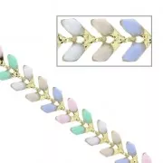 Epoxy resin herringbone chain 6.3 mm - Pastel - Gold x 20cm