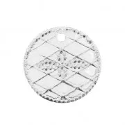 13 mm charms with a cross pattern - Fine silver plating x6