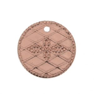 13 mm charms with a cross pattern - Rose Gold Tone x6