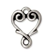 Heart spacer 13x9mm Old silver tone x1