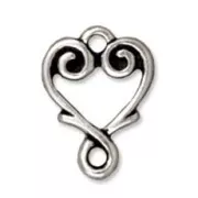 Heart spacer 13x9mm Old silver tone x1