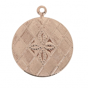 Round charm cross pattern 17 mm Rose Gold Tone x4