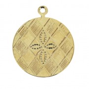 Round charm cross pattern 17 mm Gold Tone x4