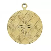 Round charm cross pattern 17 mm Gold Tone x4