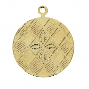 Round charm cross pattern 17 mm Gold Tone x4