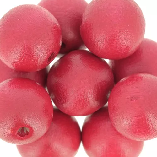 Wooden round beads 15mm Red x5