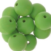 Wooden round beads 15mm Green x5|raw }}