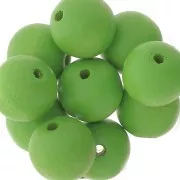 Wooden round beads 15mm Green x5