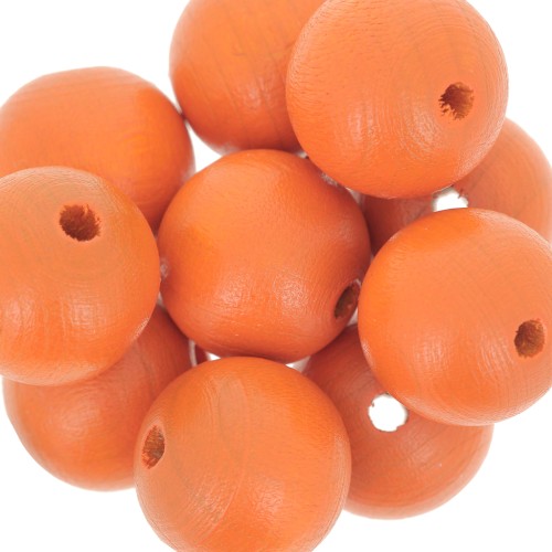 Wooden round beads 15mm Orange x5