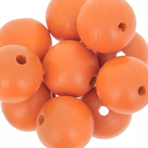Wooden round beads 15mm Orange x5