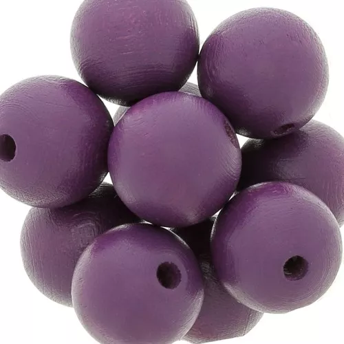 Wooden round beads 15mm Plum x5