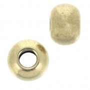 Flat round beads, 8x6 mm – large hole – Bronze (5-pack)