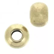 Flat round beads, 8x6 mm – large hole – Bronze (5-pack)