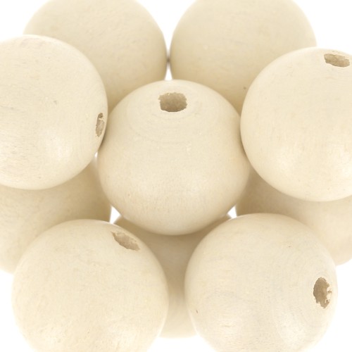 Wooden round beads 15mm Naturel x5