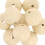 Wooden round bead 20mm Naturel x5