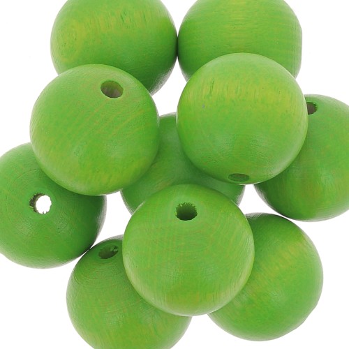 Wooden round bead 20mm Green x5