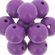 Wooden round bead 20mm Amethyst x5