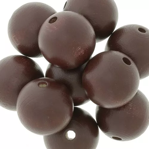Wooden round bead 20mm Antique Rose x5