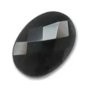 Oval faceted cabochon 25x18mm Black Agate