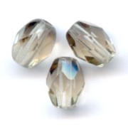 Faceted olive-shaped beads, 6x4 mm - Black Diamond x25