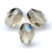 Fire Polished faceted olive-shaped beads 6x4mm Black Diamond x25