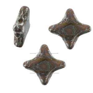 Star Beads glass beads by Perles & Co 11x11 mm Op Yellow Silver Picasso x30