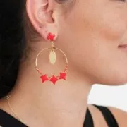 Star Beads glass beads by Perles & Co 11x11 mm Op Yellow Silver Picasso x30