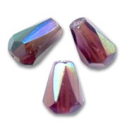 Fire Polished faceted pear-shaped beads 7x5mm Amethyst AB