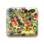 Gold foid Square Murano 15mm Inclusion x1